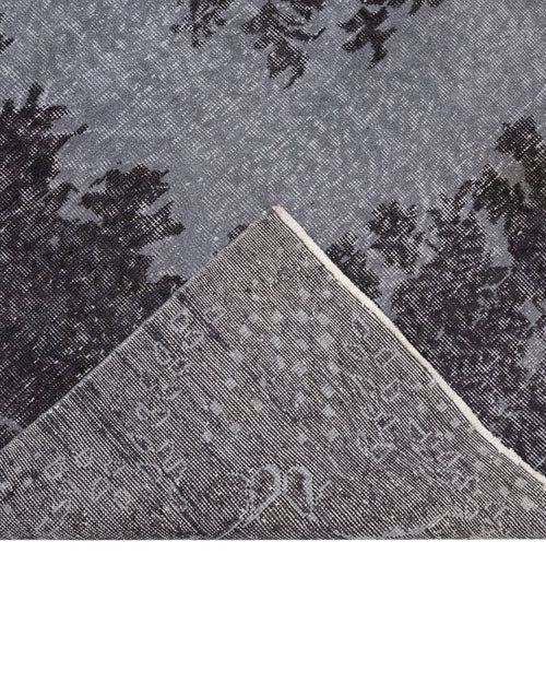 Handmade Wool Rug - Vintage Black Medallion 5x9 Cotton Blend Carpet for Living Room