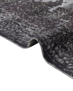 Handmade Wool Rug - Vintage Black Medallion 5x9 Cotton Blend Carpet for Living Room