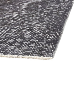 Handmade Wool Rug - Vintage Black Medallion 5x9 Cotton Blend Carpet for Living Room