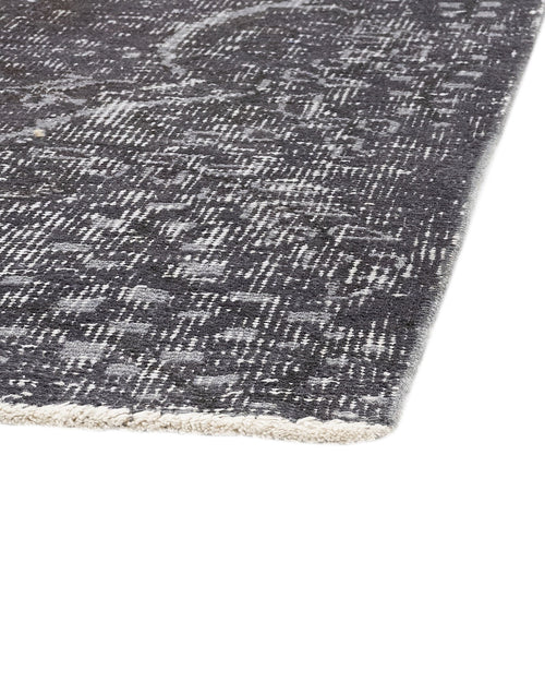 Handmade Wool Rug - Vintage Black Medallion 5x9 Cotton Blend Carpet for Living Room