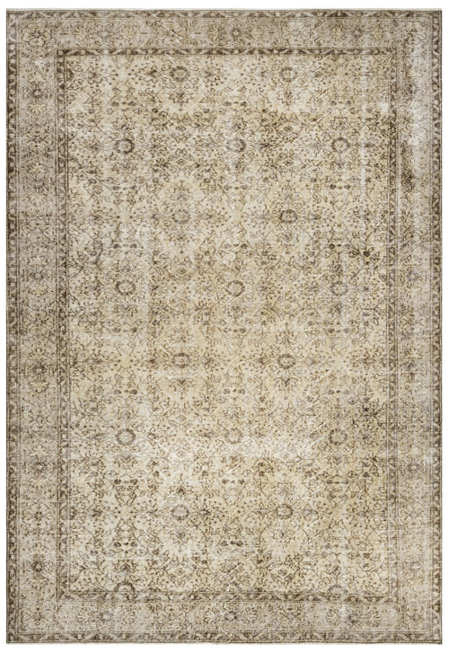 Handmade Wool Rug - Vintage Brown Medallion Cotton Blend 5'9" x 9'8" Area Carpet