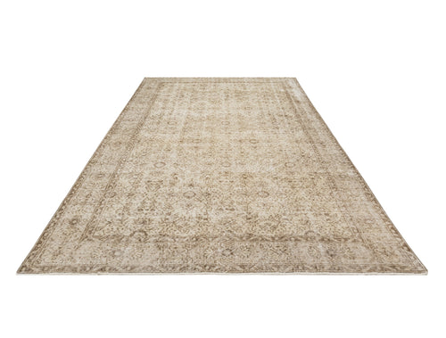 Handmade Wool Rug - Vintage Brown Medallion Cotton Blend 5'9" x 9'8" Area Carpet