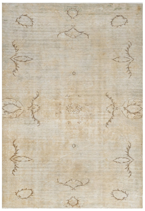 Handmade Wool Rug - Vintage Beige Cotton Rug 5'7" x 9'7" for Modern Homes