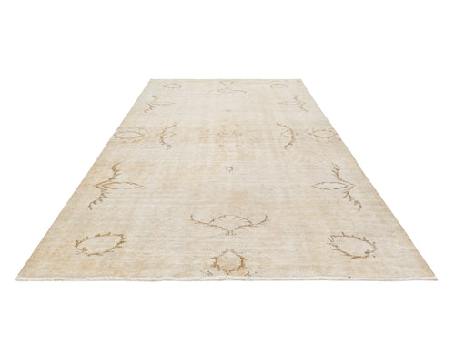 Handmade Wool Rug - Vintage Beige Cotton Rug 5'7" x 9'7" for Modern Homes