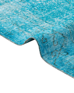 Handmade Wool Rug Vintage Turquoise 5'8"x10'0" Wool Cotton Blend Carpet