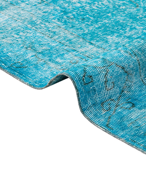 Handmade Wool Rug Vintage Turquoise 5'8"x10'0" Wool Cotton Blend Carpet