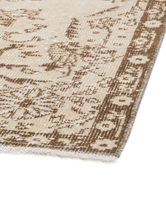 Handmade Wool Rug – Vintage Brown Medallion 5'5" x 9'3" Cotton Blend Carpet