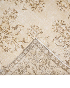 Handmade Wool Rug – Vintage Brown Medallion 5'5" x 9'3" Cotton Blend Carpet