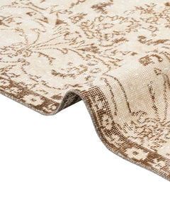 Handmade Wool Rug – Vintage Brown Medallion 5'5" x 9'3" Cotton Blend Carpet