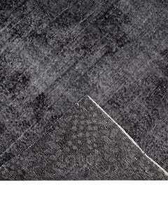 Handmade Wool Rug - Vintage Black Medallion Carpet 5' x 8' Cotton Wool Blend