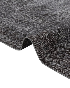 Handmade Wool Rug - Vintage Black Medallion Carpet 5' x 8' Cotton Wool Blend