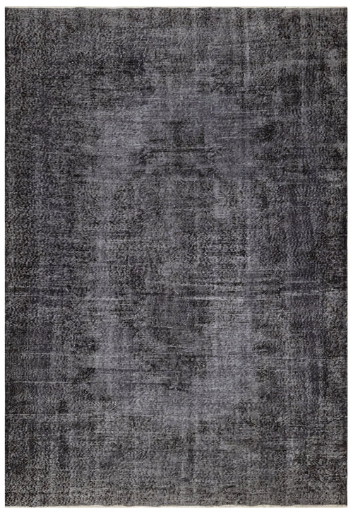 Handmade Wool Rug - Vintage Black Medallion Carpet 5' x 8' Cotton Wool Blend