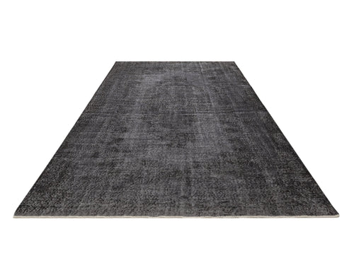 Handmade Wool Rug - Vintage Black Medallion Carpet 5' x 8' Cotton Wool Blend