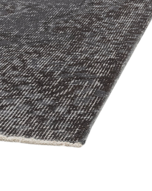 Handmade Wool Rug - Vintage Black Medallion Carpet 5' x 8' Cotton Wool Blend