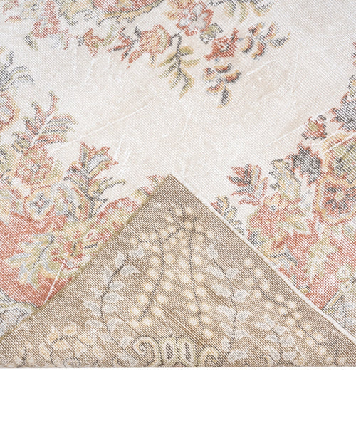 Handmade Wool Rug - Vintage Medallion Pattern 5x9 Area Rug | Cream Cotton Blend Carpet