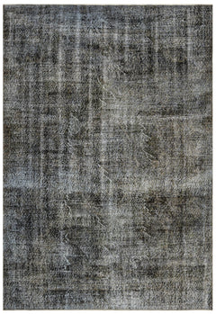 Handmade Wool Rug - Vintage Black Cotton Blend 6'4" x 9'10" Anatolian Carpet