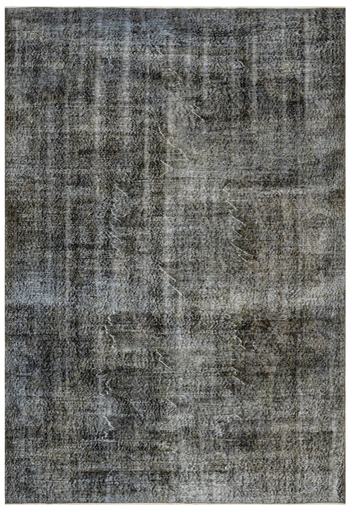 Handmade Wool Rug - Vintage Black Cotton Blend 6'4" x 9'10" Anatolian Carpet