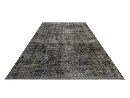 Handmade Wool Rug - Vintage Black Cotton Blend 6'4" x 9'10" Anatolian Carpet