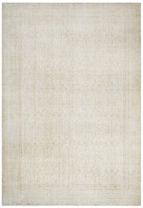 Vintage Wool Rug – Handmade 6x9 Cotton Blend Beige Area Rug With Soft Texture