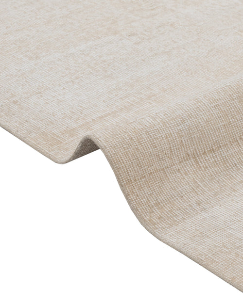 Handmade Wool Rug - Vintage Floral Pattern Cream Cotton Blend Carpet 5'10" x 9'1"