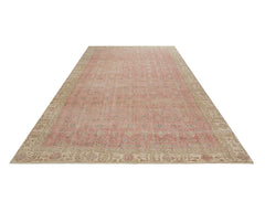 Handmade Wool Rug - Vintage Red Frame 6'3"x9'7" Classic Cotton Blend Carpet