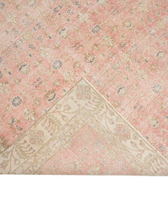 Handmade Wool Rug - Vintage Red Frame 6'3"x9'7" Classic Cotton Blend Carpet