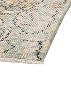 Handmade Wool Rug - Vintage Green Medallion Carpet | Boho Style Floor Covering 5'1" x 8'8"