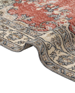 Handmade Wool Rug - Vintage Burgundy Medallion 5'6" x 9'1" Soft Durable Cotton Carpet