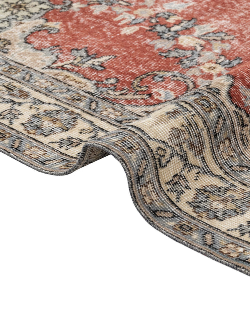 Handmade Wool Rug - Vintage Burgundy Medallion 5'6" x 9'1" Soft Durable Cotton Carpet