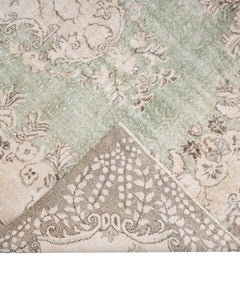 Handmade Wool Rug Vintage Green Medallion Carpet 6'7" x 9'10" - Soft Durable Blend