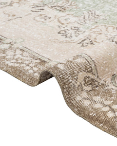 Handmade Wool Rug Vintage Green Medallion Carpet 6'7" x 9'10" - Soft Durable Blend