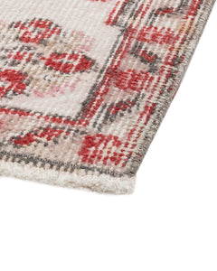 Handmade Wool Rug - Vintage Red Frame Cotton Blend Rug 5x9 Feet for Living Room