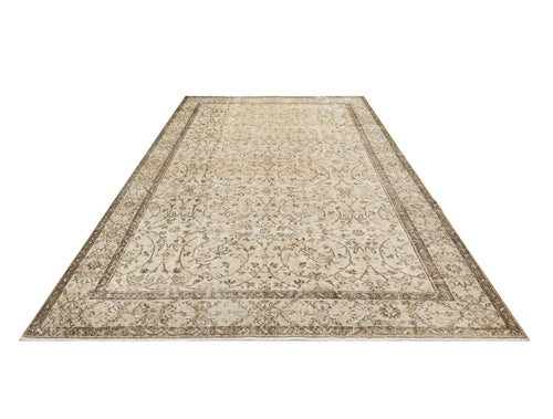 Handmade Wool Cotton Rug - Vintage Brown Frame 5'2" x 8'6" Area Carpet