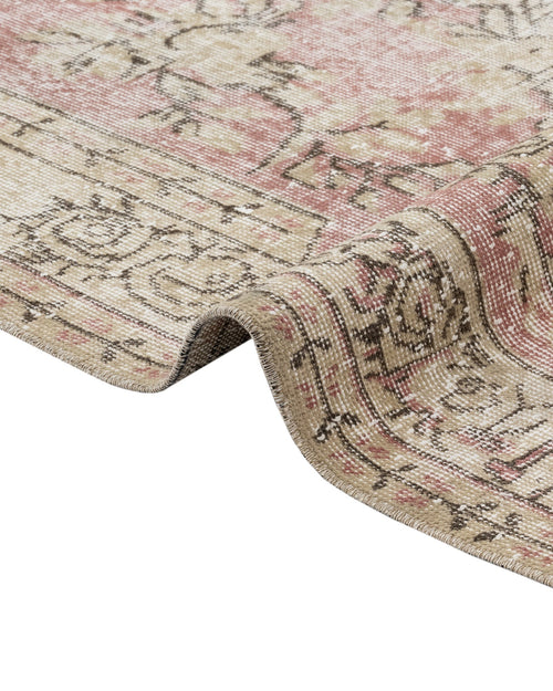 Handmade Wool Rug - Vintage Pink Medallion 9'9" x 5'7" Cotton Wool Carpet