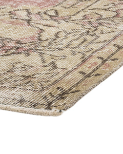 Handmade Wool Rug - Vintage Pink Medallion 9'9" x 5'7" Cotton Wool Carpet