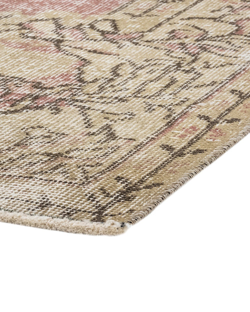 Handmade Wool Rug - Vintage Pink Medallion 9'9" x 5'7" Cotton Wool Carpet