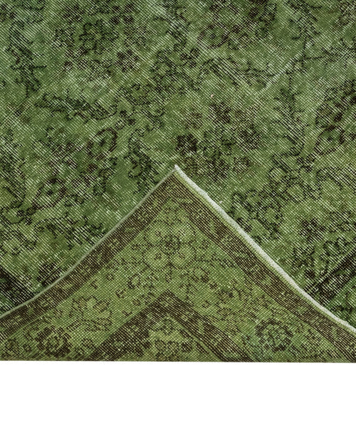 Handmade Wool Rug – Vintage Green Frame 6'2" x 9'2" Cotton & Wool Carpet