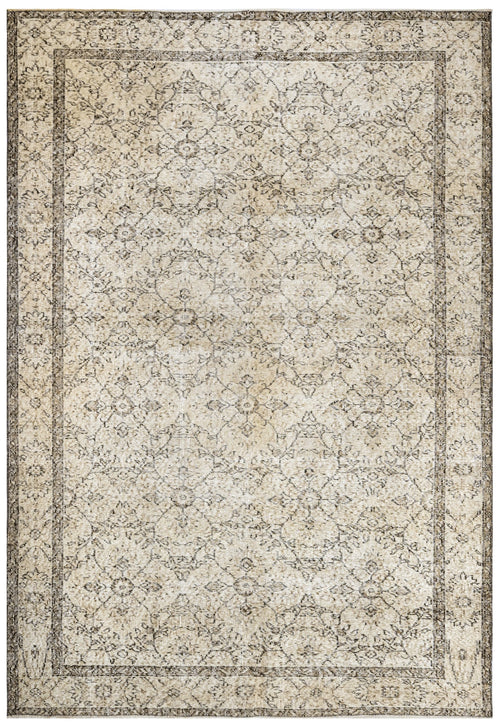 Handmade Wool Rug – Vintage Brown Frame 7x10 Feet Cotton Blend Area Carpet