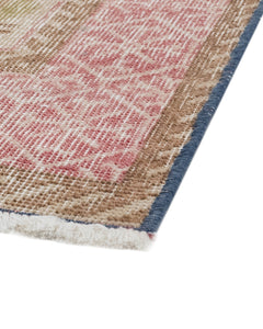 Handmade Wool Rug - Vintage Navy Medallion Pattern 6'9" x 9'7" Cotton Carpet