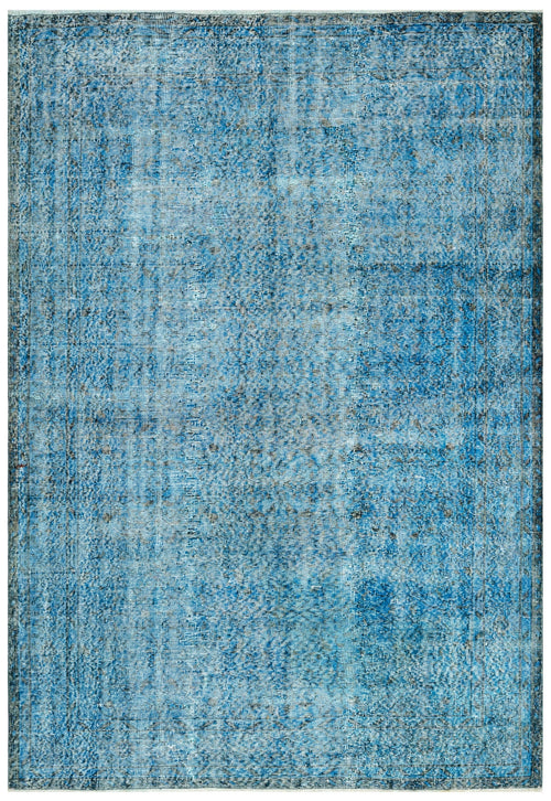 Vintage Blue Medallion Wool and Cotton Handmade Rug 6' 0" x 9' 3"