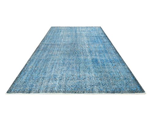 Handmade Wool Rug - Vintage Blue Medallion 6x9 Cotton Wool Carpet for Home