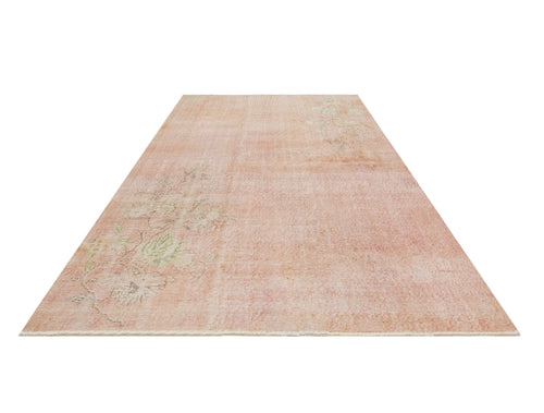 Handmade Wool Rug - Vintage Pink Floral Cotton Wool Blend 6x10 Area Rug