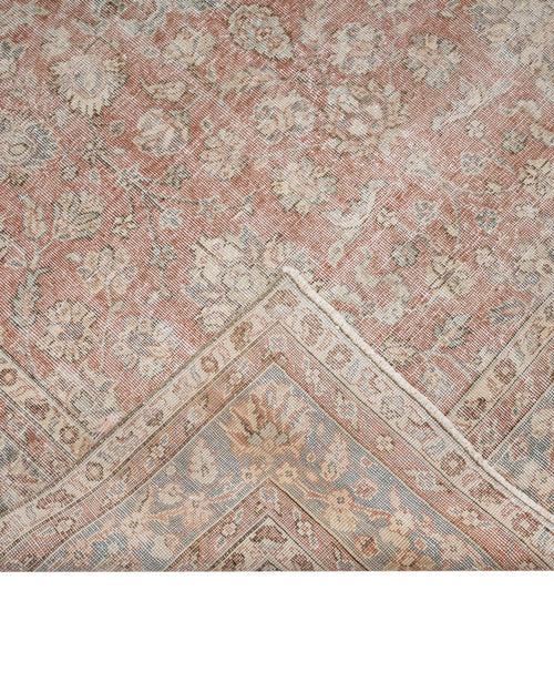 Handmade Wool Rug Vintage Beige Floral 5'1" x 7'10" Durable Cotton Carpet