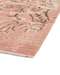 Handmade Wool Rug - Vintage Pink Floral Cotton Blend Rug 5'4"x8'5" for Modern Homes