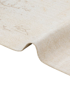 Handmade Wool Rug - Vintage Floral 5x8 Cream Cotton Wool Blend Carpet