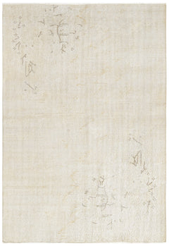 Handmade Wool Rug - Vintage Floral 5x8 Cream Cotton Wool Blend Carpet