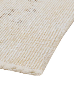 Handmade Wool Rug - Vintage Floral 5x8 Cream Cotton Wool Blend Carpet