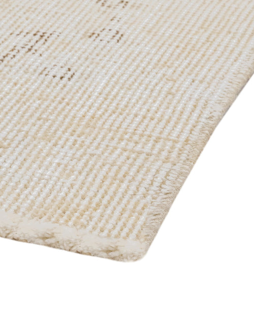 Handmade Wool Rug - Vintage Floral 5x8 Cream Cotton Wool Blend Carpet