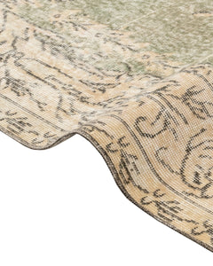 Handmade Wool Rug - Vintage Green Medallion 6'5" x 9'11" Cotton Blend Carpet