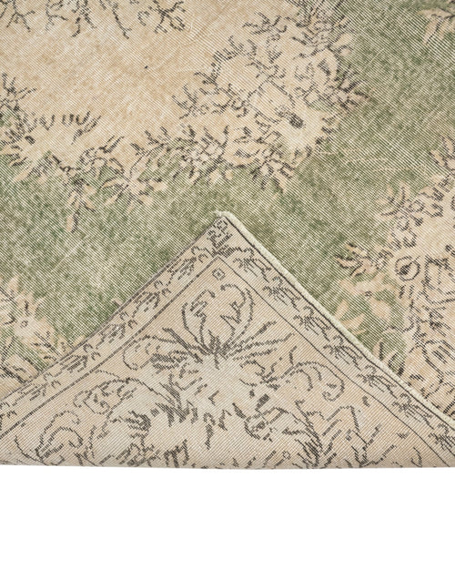 Handmade Wool Rug - Vintage Green Medallion 6'5" x 9'11" Cotton Blend Carpet